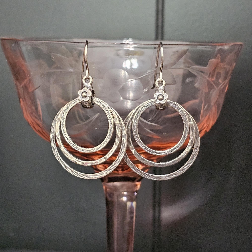 Didae Sterling 925 Silver Triple Circle Dangle Earrings
